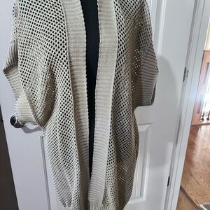 Women's Beige Open-Knit Sweater